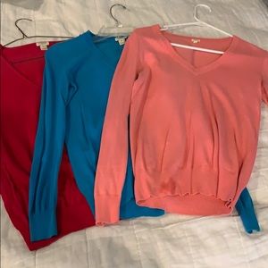 J crew 3 sweater bundle - blue, peach, pink